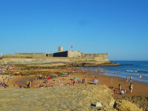 Carcavelos beach with Fort of São Julião da Barra