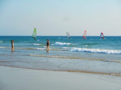 Windsurfers on Carcavelos beach