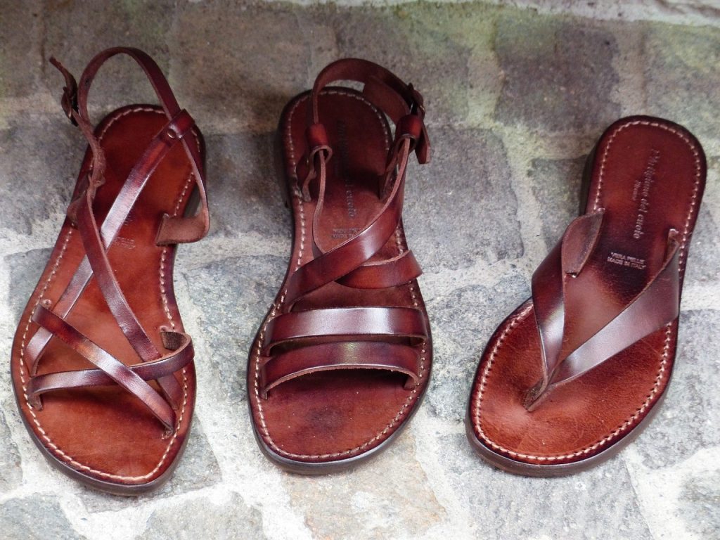 Handmade leather sandals - shopping in Athens
