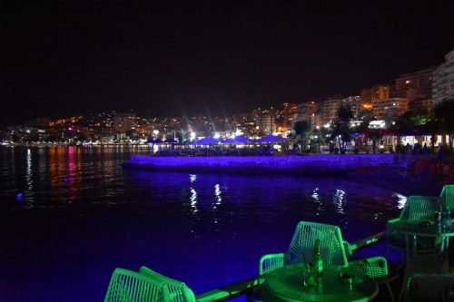 Is Albania safe? Bars in Saranda, Albania, by night