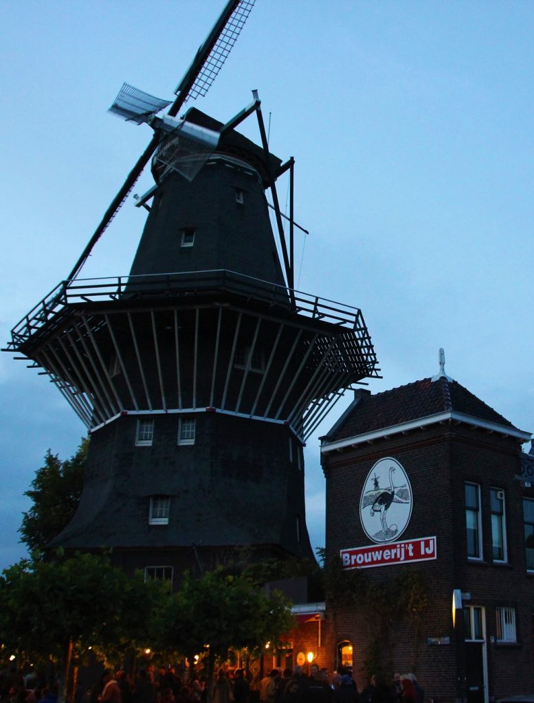 De Gooyer windmill with Brouwerijt IJ microbrewery and bar