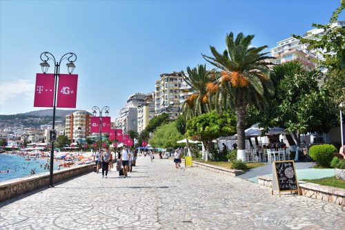 Is it safe to travel to Albania? Pretty promenade in Saranda, Albania