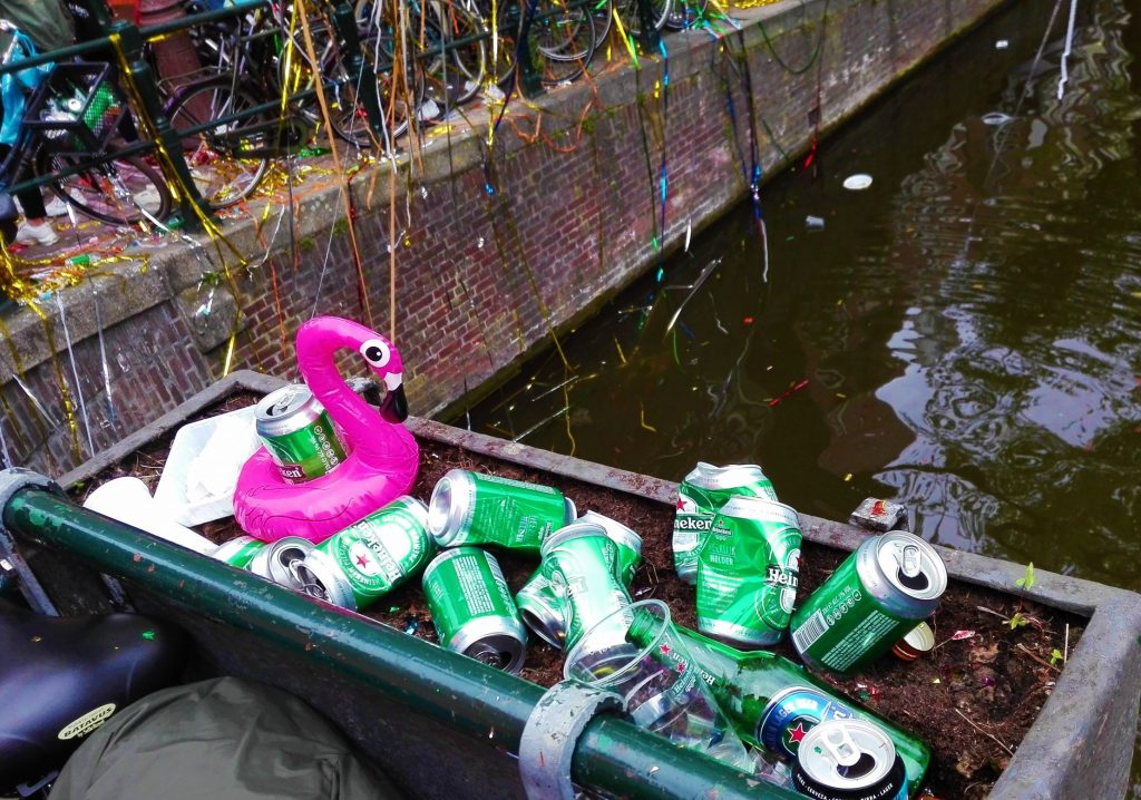 Beers, a flamingo and a canal - just another day in Amsterdam