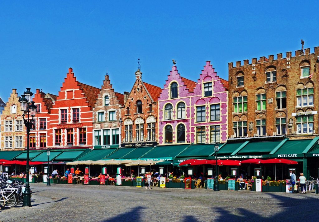 Colourful houses on the Markt in Bruges