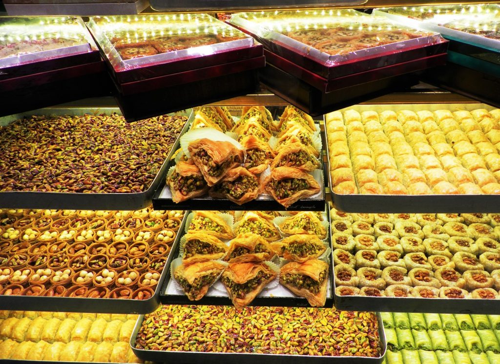 Delicious Turkish sweets based on nuts and honey