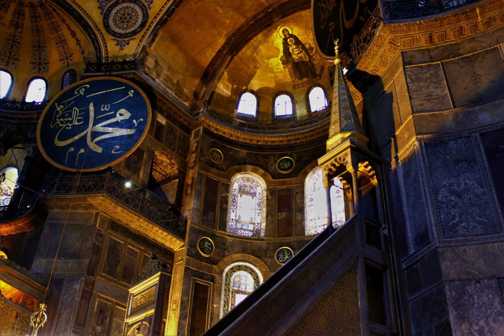 The interiors of Hagia Sophia reflect the different eras and empires it survided through