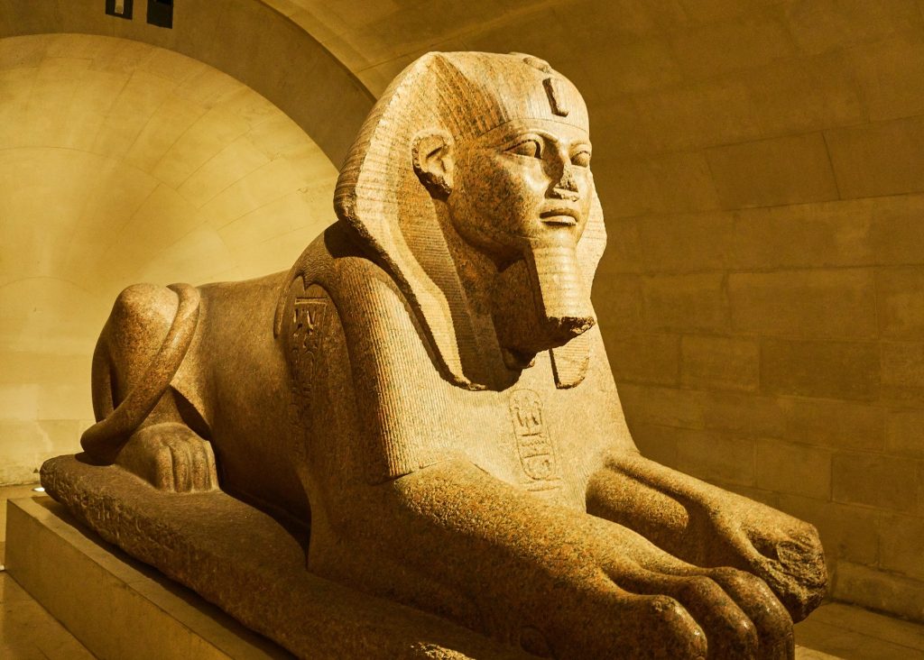 Extensive collection of Ancient Egyptian art treasures in The Louvre Museum in Paris, France