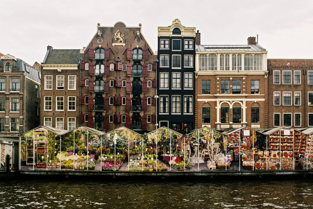 Famous floating flower market in Amsterdam - Bloemenmarkt