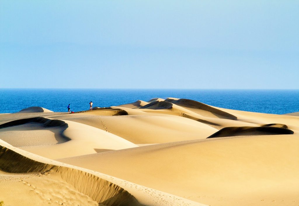 Fascinating desert landscape of the beach in Maspalomas in Gran Canaria - one of the best beaches in Spain