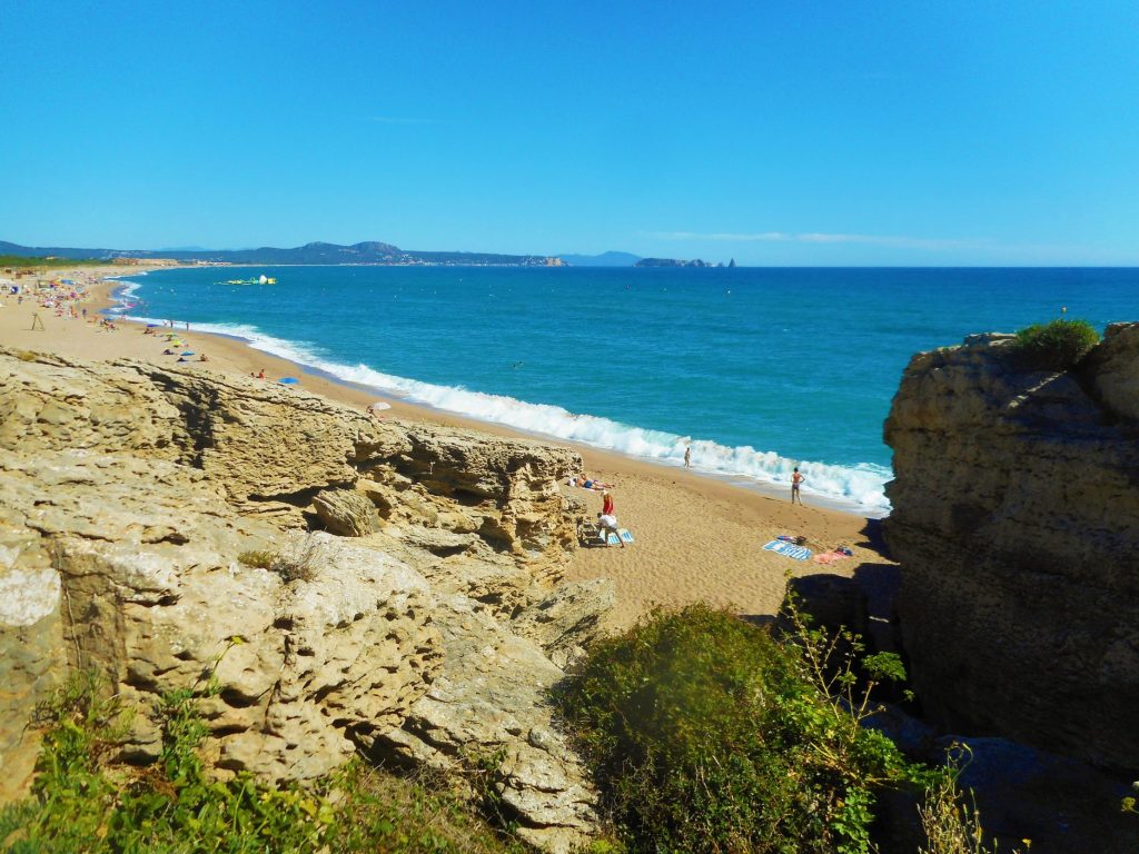 Long, large golden beach Platja de Pals - one of the best beaches in Costa Brava, Spain