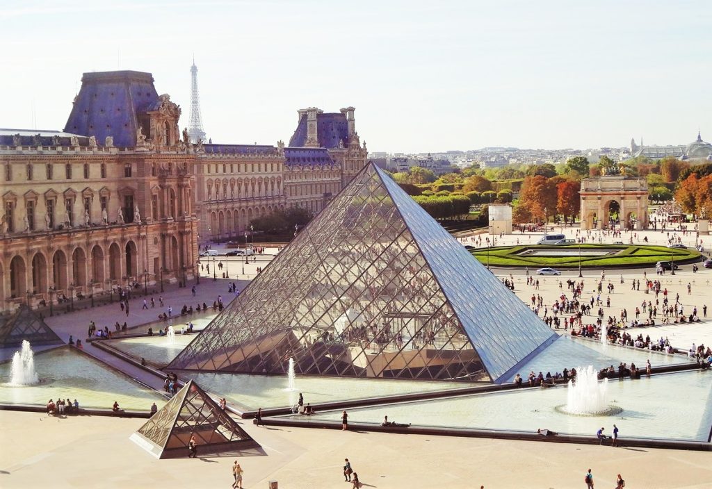 Spectacular monumental and modern architecture of The Louvre in Paris
