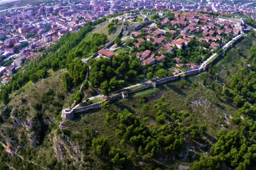 Aerial view of the Castle in Berat, Albania