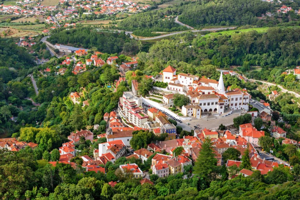 The old town of Sintra with imposing National Palace