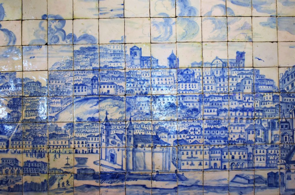 Townscape in traditional Portuguese tiles - azulejos