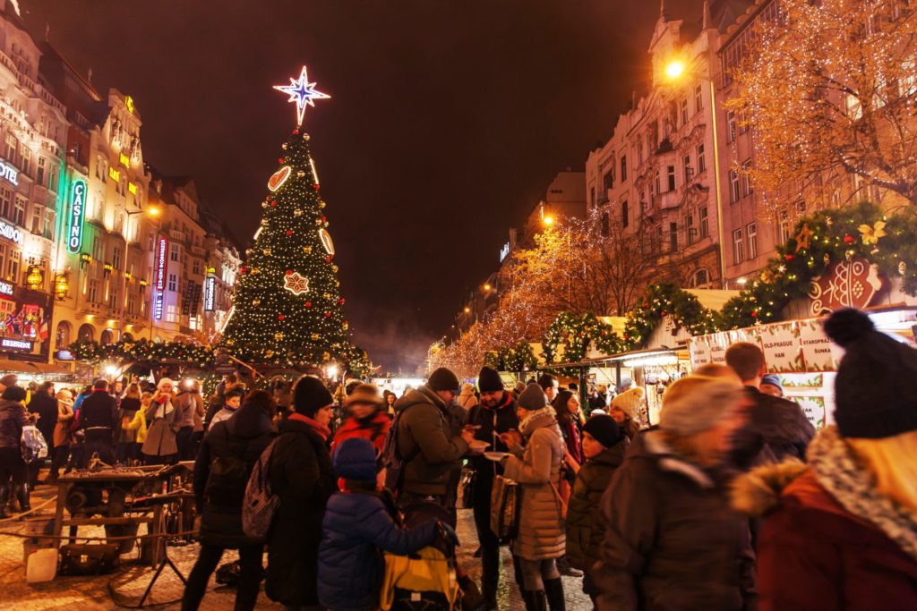 Christmas Market in Václavské náměstí in Prague