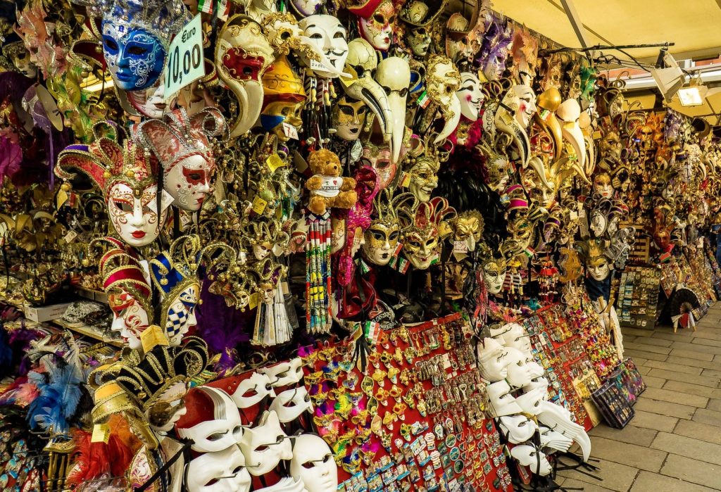 Christmas markets in Venice offer typical Venetian products, such as famous carnival masks