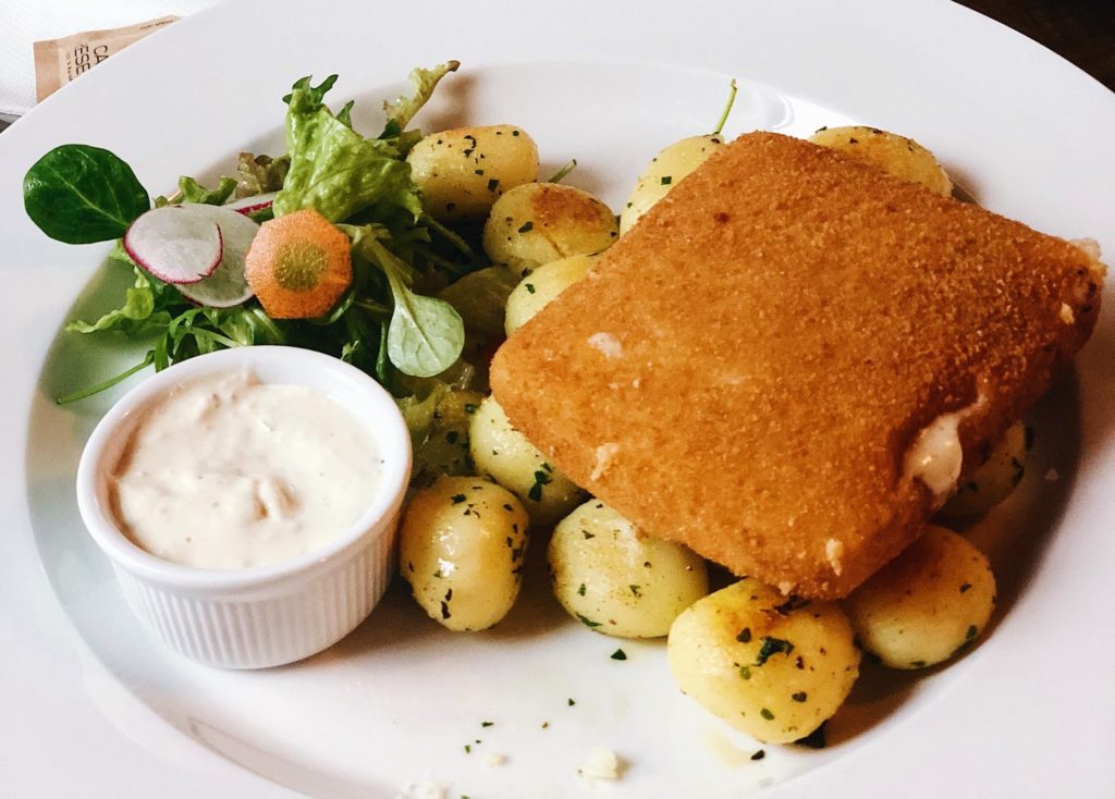 Fried Cheese - Smažák - is usually a square slice of Ementaler, breaded and deep fried