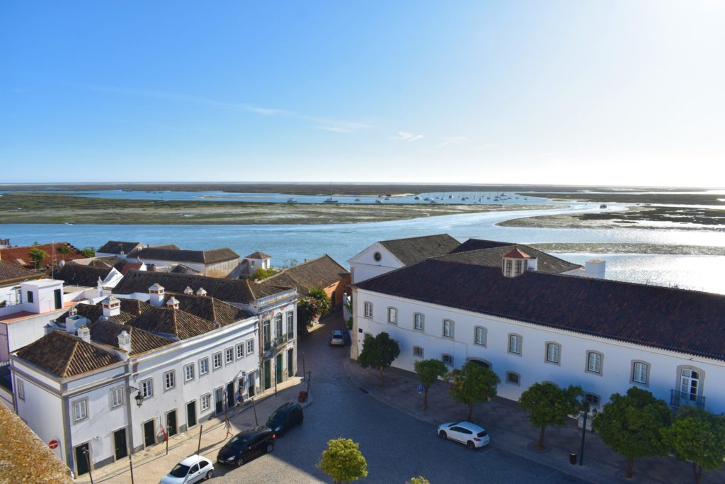 Striking view from the tower of Faro cathedral where the town abruptly finishes and the lagoon takes over - Photos of Algarve Portugal