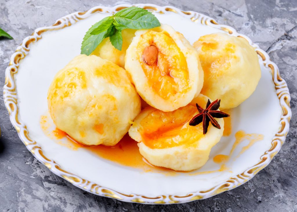 Sweet main dishes are popular in Czech cuisine - like these delicious apricot dumplings (knedliky)