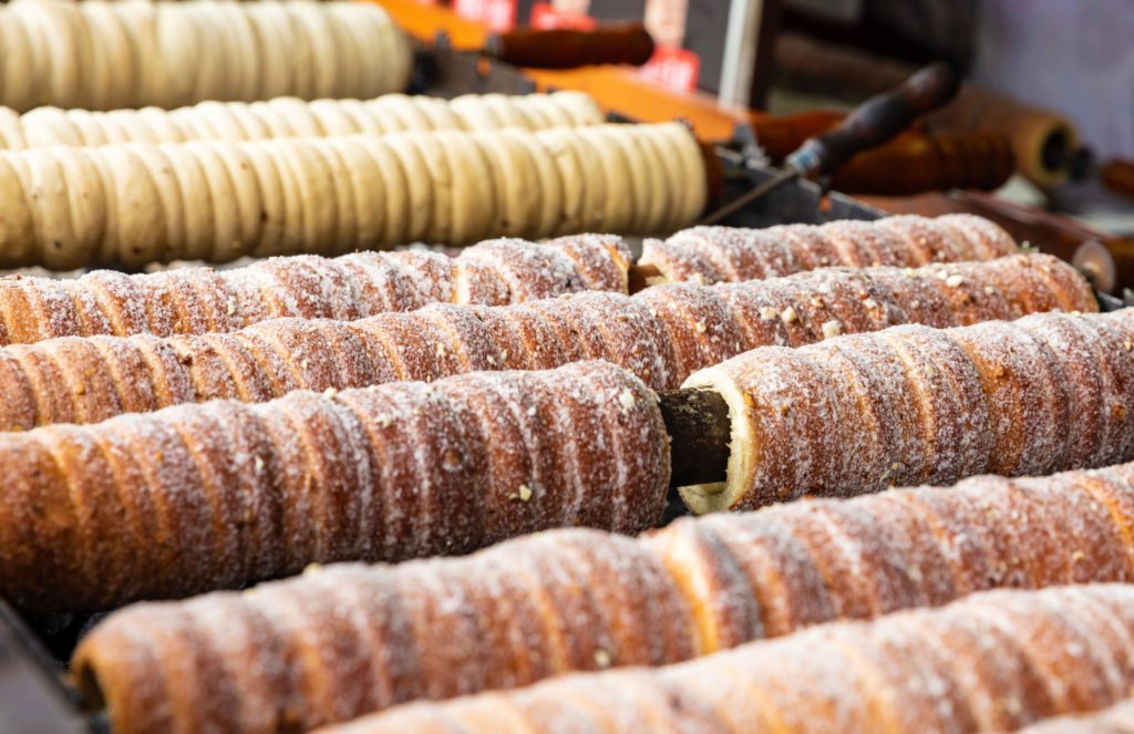 Trdelnik - traditional sweet pastry rolls from Prague
