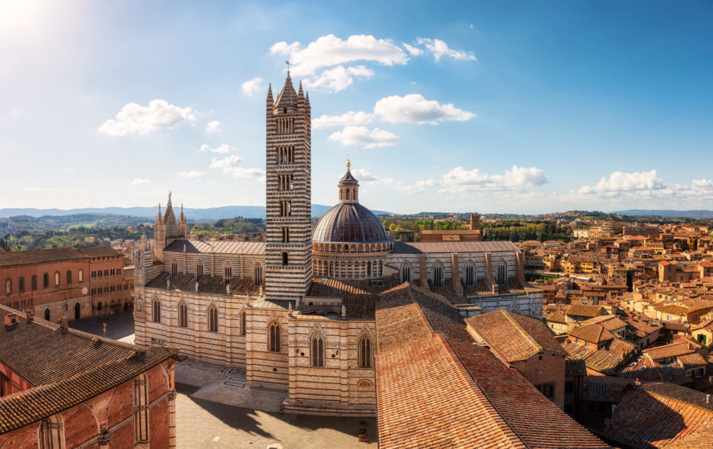 View of the splendid old town of Siena, Italy