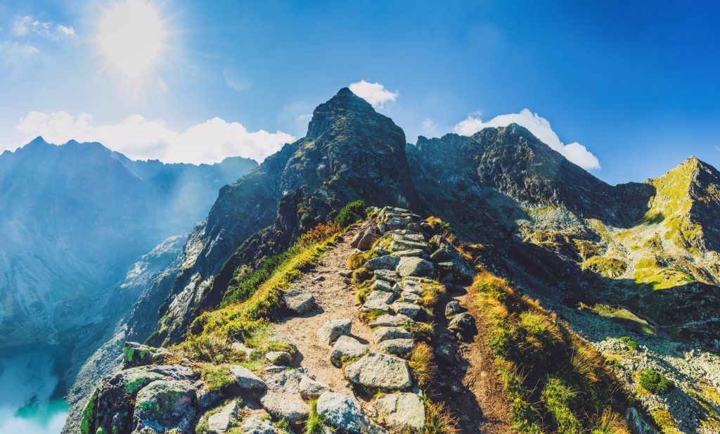 Hiking trail in spectacular Tatra Mountains towards Kościelec - southern Poland