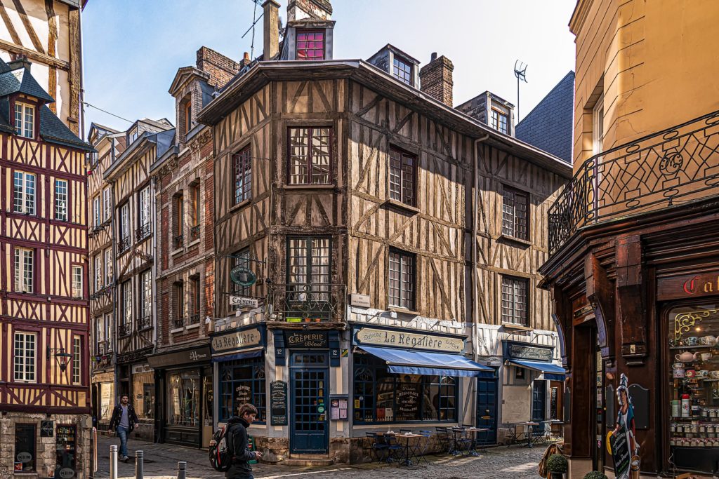 Charming medieval houses in Rouen, France