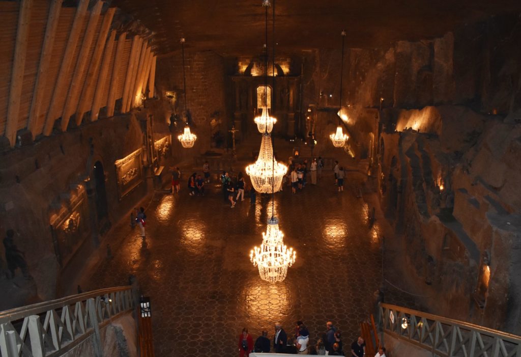 Fascinating underground world of the medieval Wieliczka salt mines (UNESCO) where all the pavements, lamps, chapels etc. are made of salt