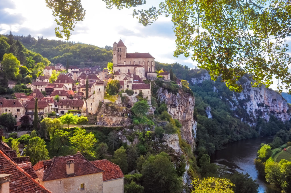 Medieval village Saint-Cirq-Lapopie in the Occitanie region in France
