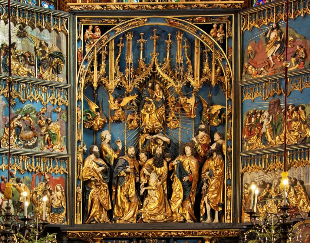 Priceless art: The largest Gothic altarpiece in the world by Veit Stoss in St Mary's Church in Krakow; Poland.