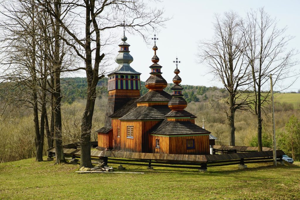 Unique wooden architecture of historical Orthodox churches - Kotań church in Bieszczady Mountains in southerneast Poland