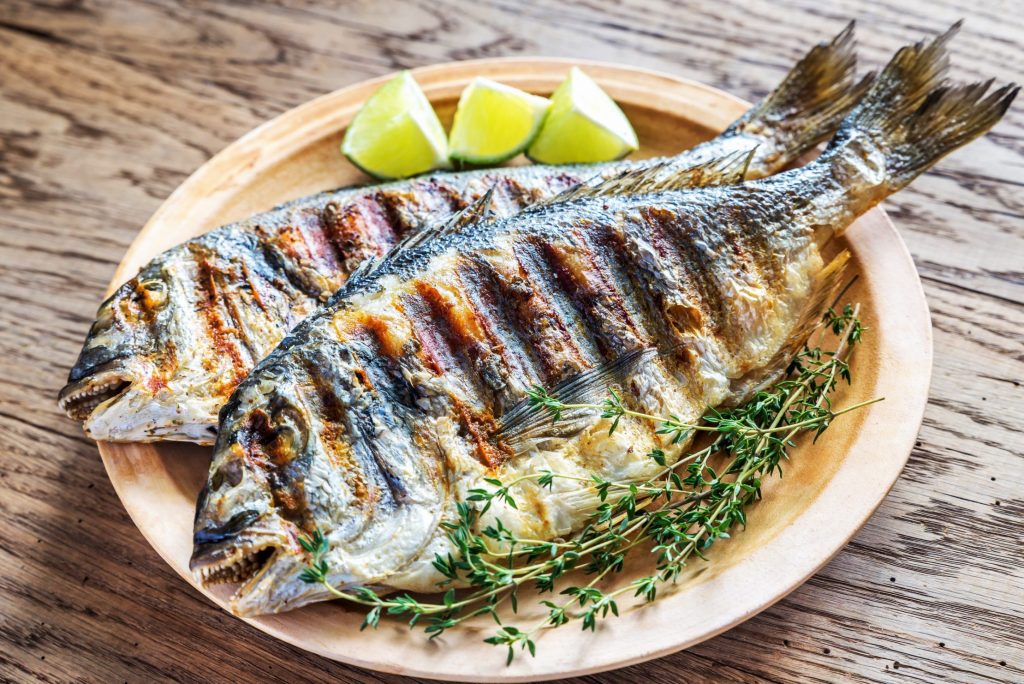 Grilled seabream - a typical Greek dish