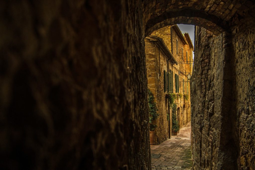Secret passages in Pienza in Tuscany