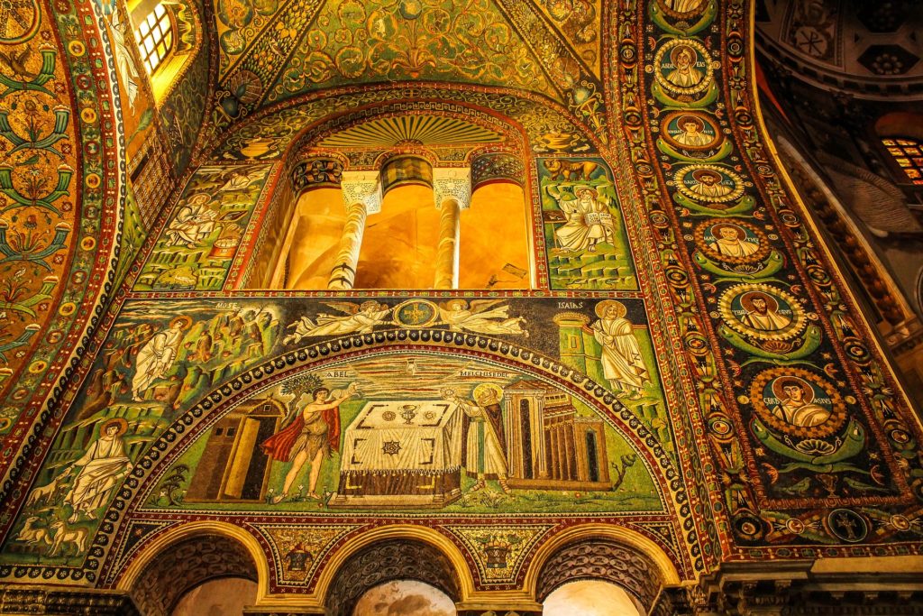 Splendid Byzantine mosaics in Ravenna, central Italy
