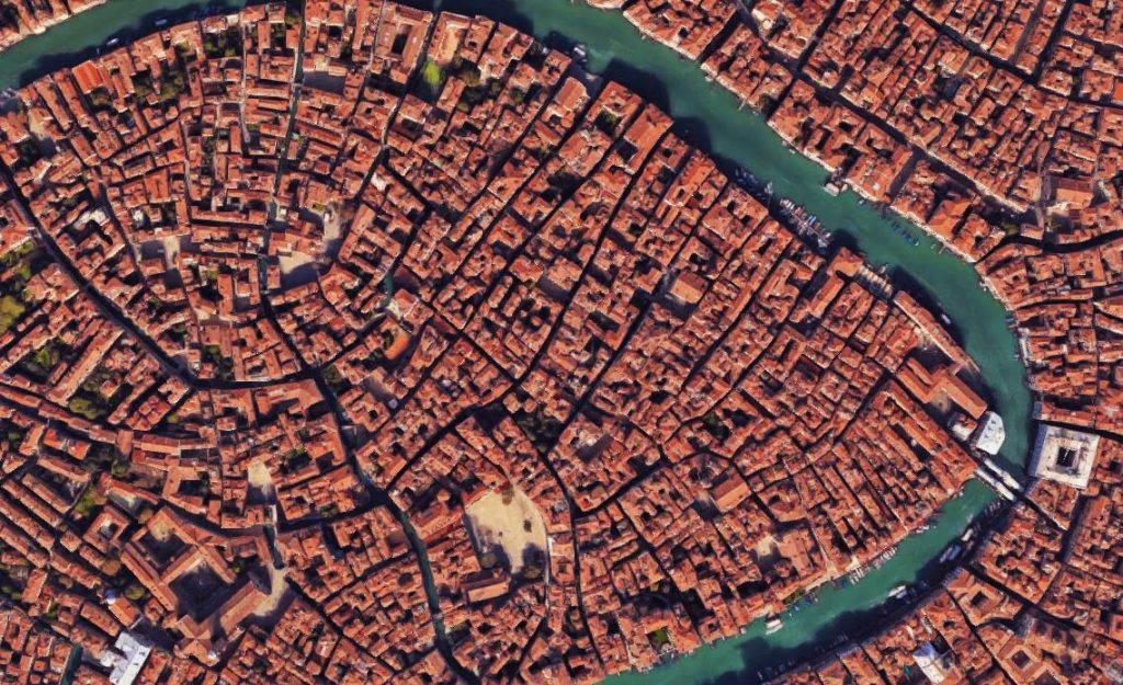 Venice lies on 117 small islets - many connected by bridges, other reachable only by boat - Google Maps