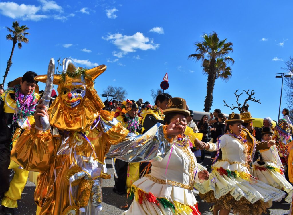 Carnival in Barcelona in the Barceloneta district by the beach