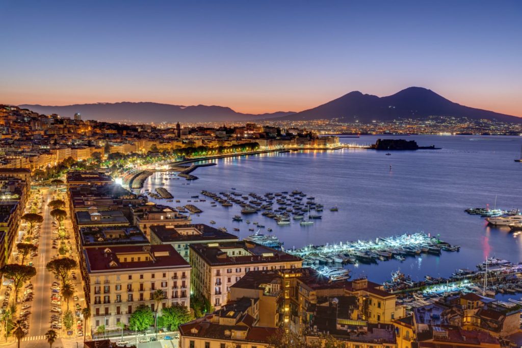Panorama of Naples and Vesuvius volcano