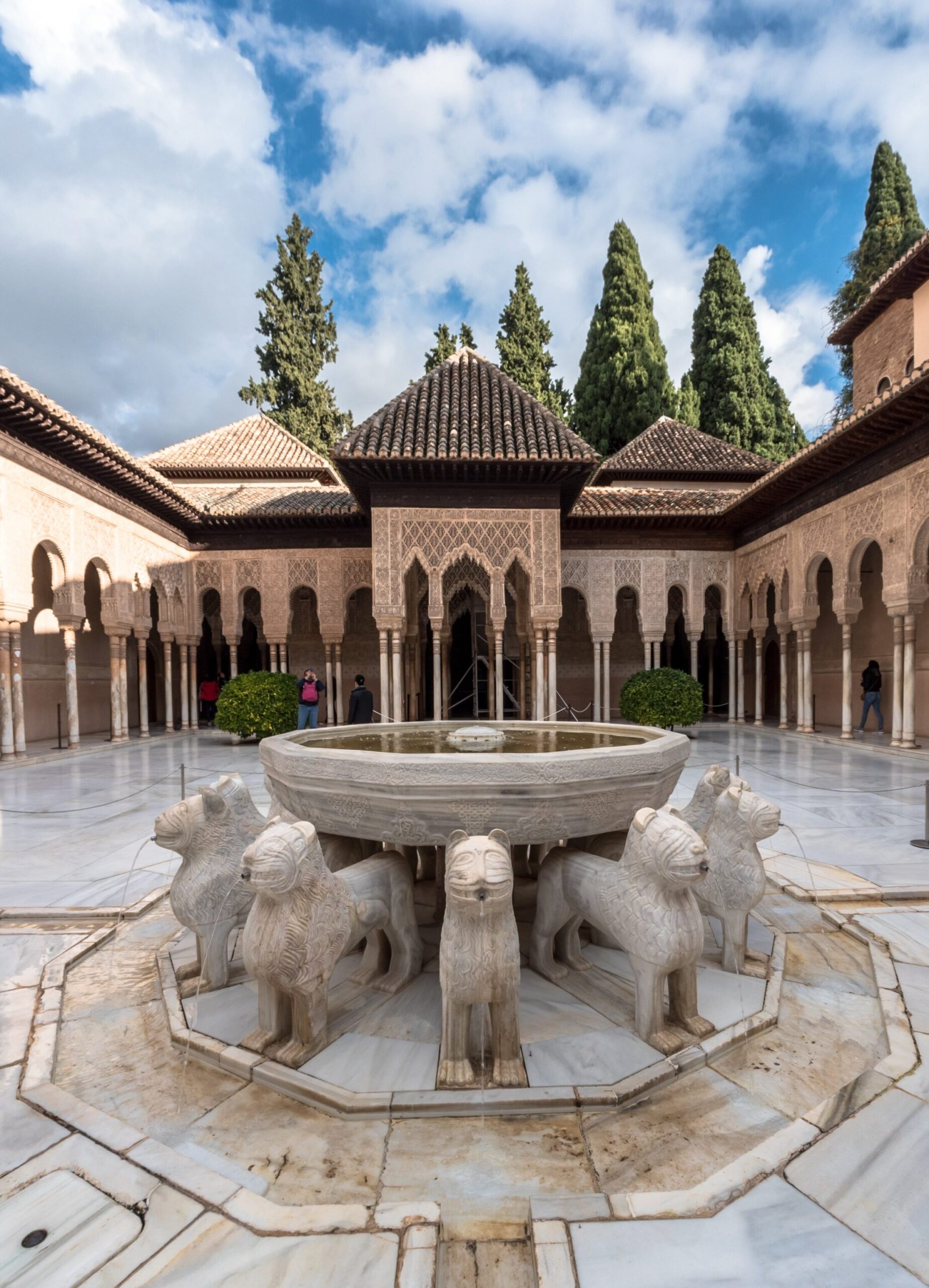 The Lion Fountain in the Palace of the Lions in the Alhambra